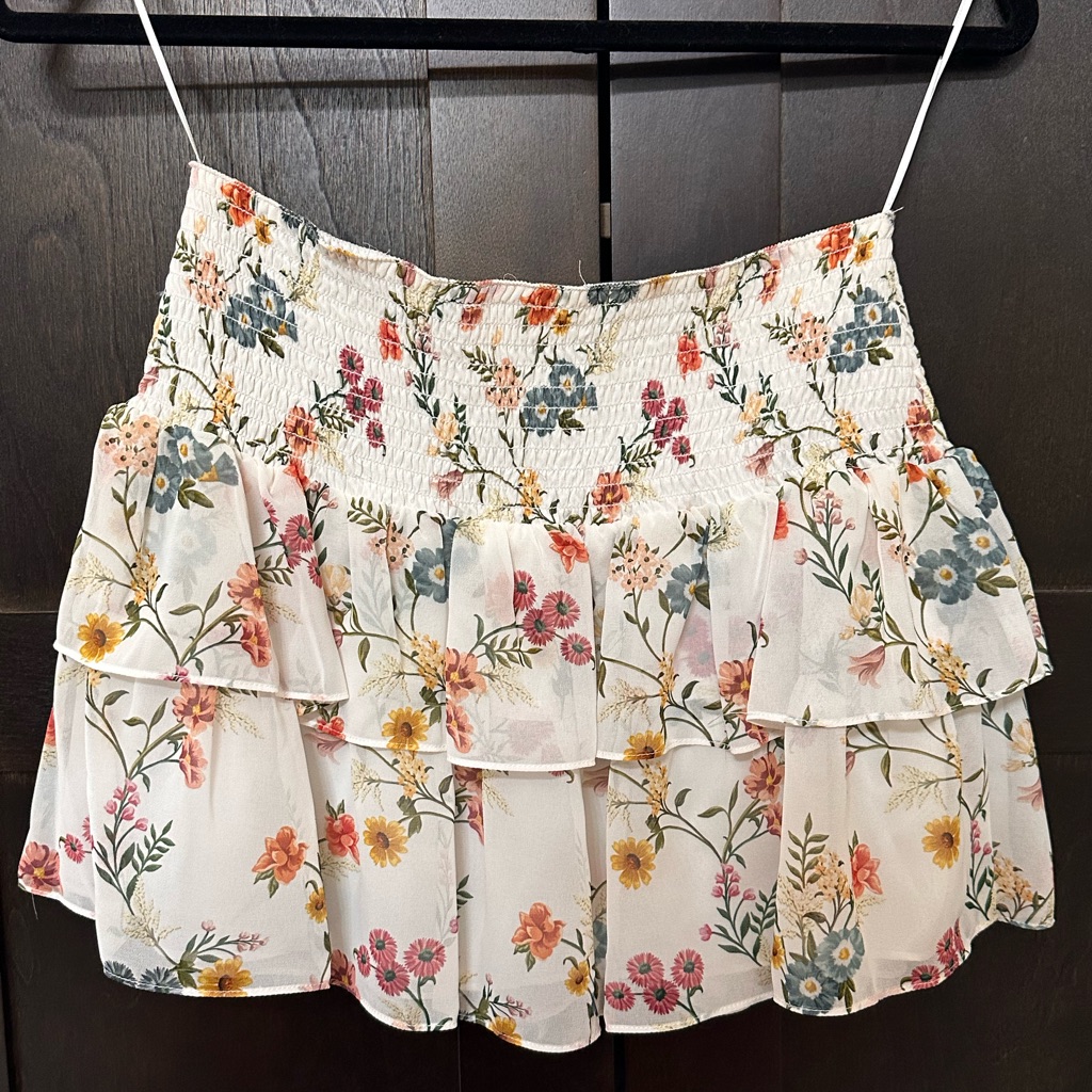 Amanda Uprichard White Floral Mini Skirt Size M